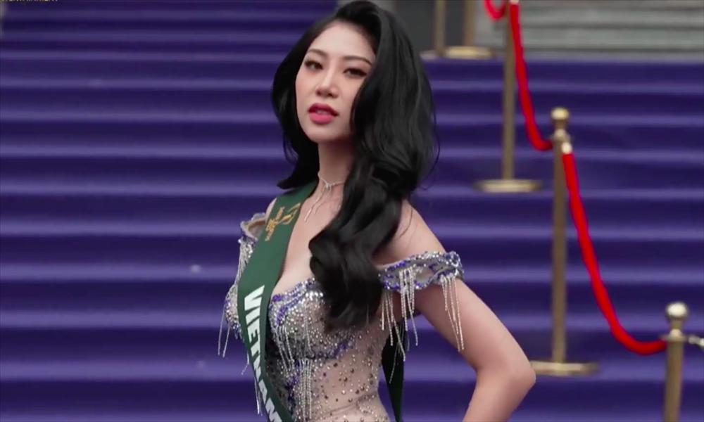 Đại diện Việt Nam vấp ngã trong lễ chào đón thí sinh Hoa hậu Trái Đất-1