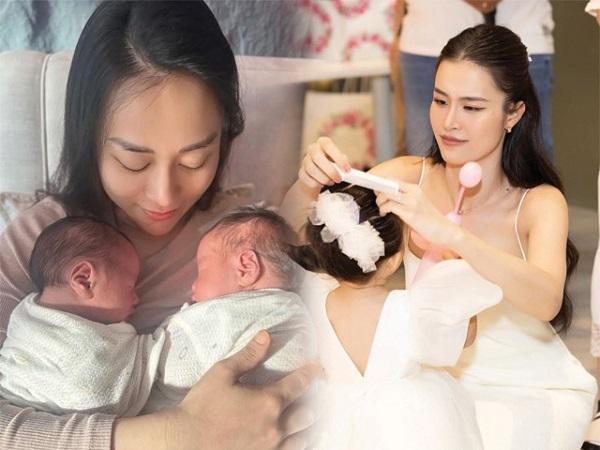 Hội mẹ bỉm Việt ‘lên đồ’ mừng đầy tháng con: Người tinh khôi dịu dàng, người khoe đường cong hút mắt-1